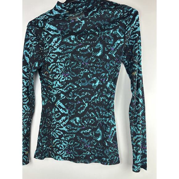 Diane von Furstenberg Remy Mesh Top Mock Neck Sheer Leopard Snake Patina Medium - Picture 13 of 14